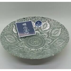 EFE Glass Turkish Handmade Decorative 100% Genuine Silver Bowl 8.50”w X 1.75”h
